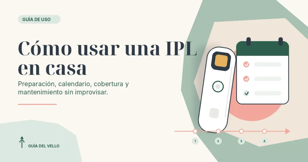 Depiladora IPL junto a un calendario y un recorrido de sesiones para organizar su uso en casa