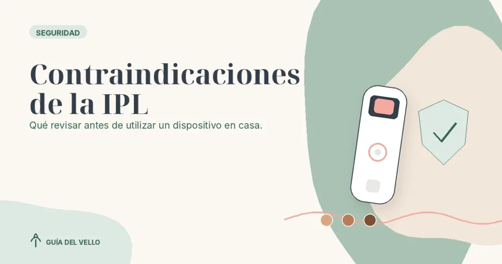 Dispositivo IPL junto a un escudo de seguridad para revisar contraindicaciones