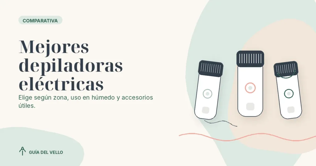 Tres depiladoras eléctricas genéricas con distintos cabezales y funciones