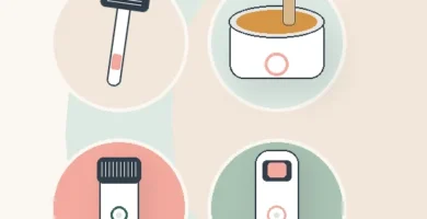 Comparativa visual de métodos de depilación corporal: cuchilla, cera, depiladora eléctrica e IPL