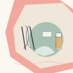 Bandas y roll-on de cera junto a una representación de las piernas